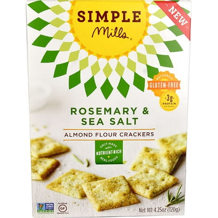 Simple Mills Almond Flour Crackers Gluten Free Rosemary & Sea Salt -- 4.25 oz pack of