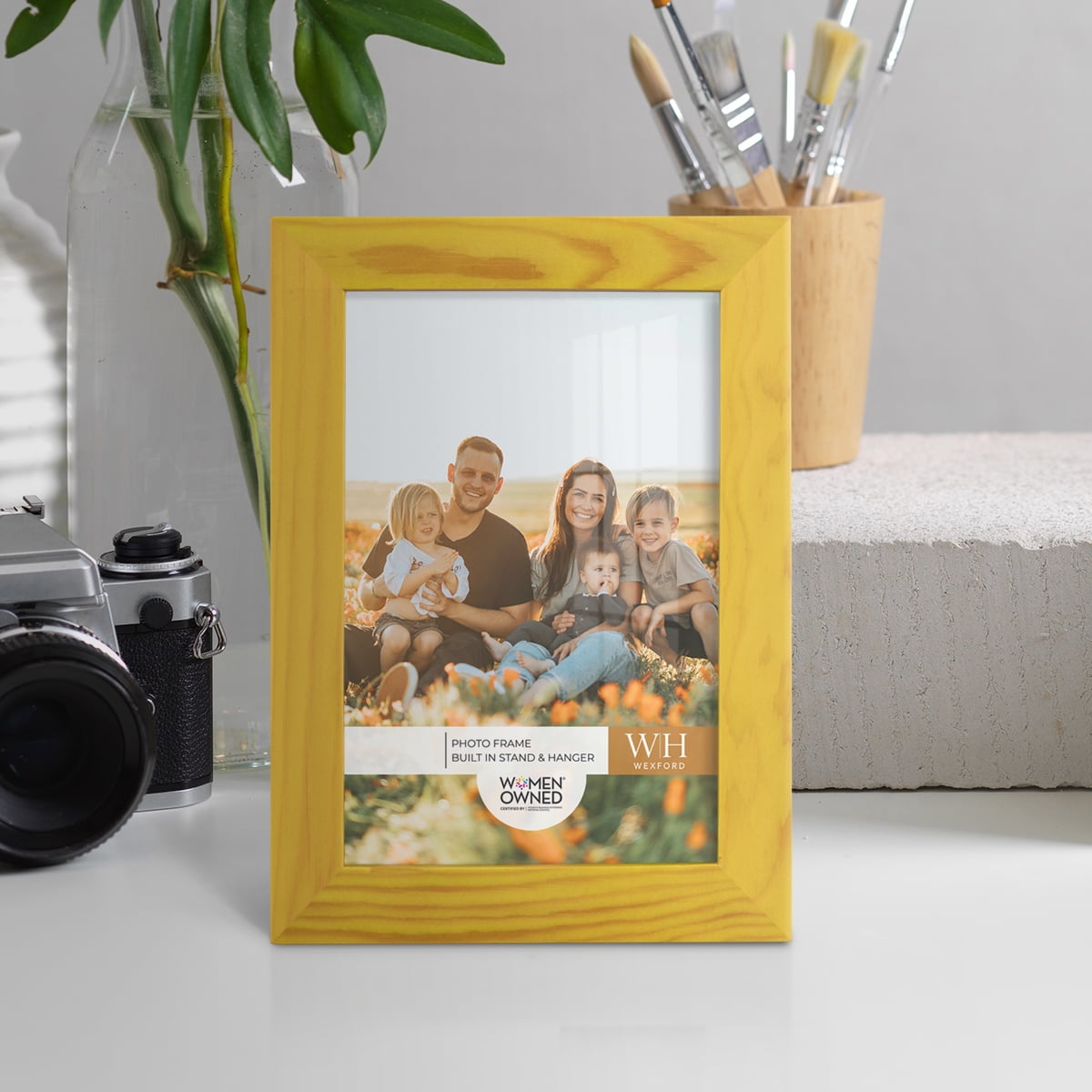 Woodgrain 5 in. x 7 in. Sunflower Yellow Picture Frame