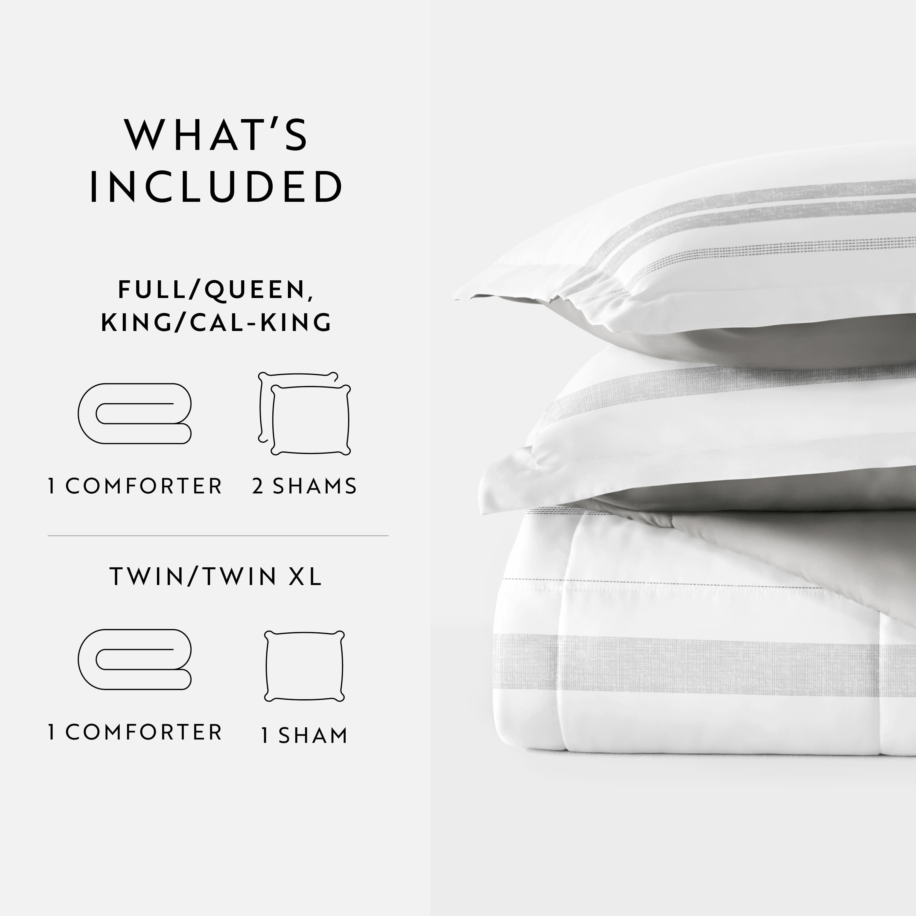 All Season Ultra Soft Comforter Set Lightweight Bedding in Stitched Stripe for Twin/Twin XL Size by Comfort Canopy