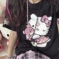thumbnail image 2 of Sanrio Hello Kitty Clothes Anime Graphic Harajuku Shirt for Women Y2k Loose Short Sleeve Tees Korean Style Cartoon T-shirts Tops, 2 of 10