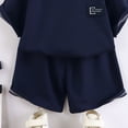 thumbnail image 4 of CAICJ98 Toddler Kid Boy's Casual 2 Piece Outfit Letter Patched Round Neck Tee Top and Elastic Waist Track Bermuda Shorts (Navy,13-14 Years), 4 of 5