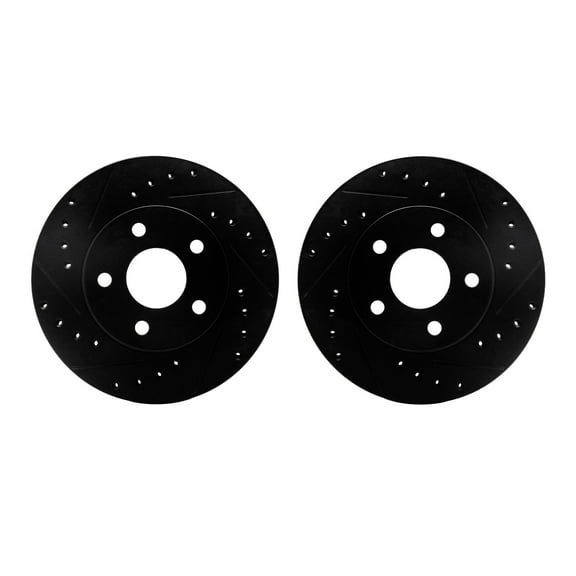Dynamic Friction Company Front Brake Rotors-Drilled and Slotted-Black 8002-45002