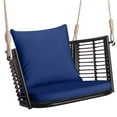 thumbnail image 1 of Costway Patio Hanging Rattan Basket Chair Swing Hammock Chair with Seat Cushion Navy, 1 of 10