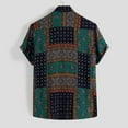 thumbnail image 6 of GZWYHT Mens Casual Button Down Shirts,Mens Shirts Mens Ethnic Style Summer Short Sleeve Loose Buttons Casual Shirt Blouse Tops Mens Dress Shirts,Big And Tall Shirts Green L, 6 of 8
