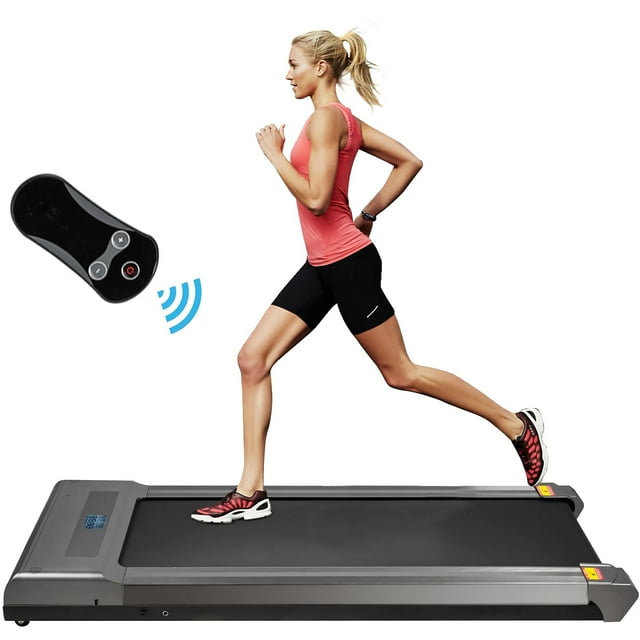 Under Desk Treadmill Walking Pad with Remote, LED Display, 43.3" Running Belt, 1- 6 km/h Quiet Motorized Exercise Machine for Home Office Fitness