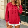 thumbnail image 2 of DHFJKG Hoodies For Women Side Slit Long Sleeve Sweatshirt Fall Drawstring Solid Color Pullover Tops With Pocket, 2 of 4
