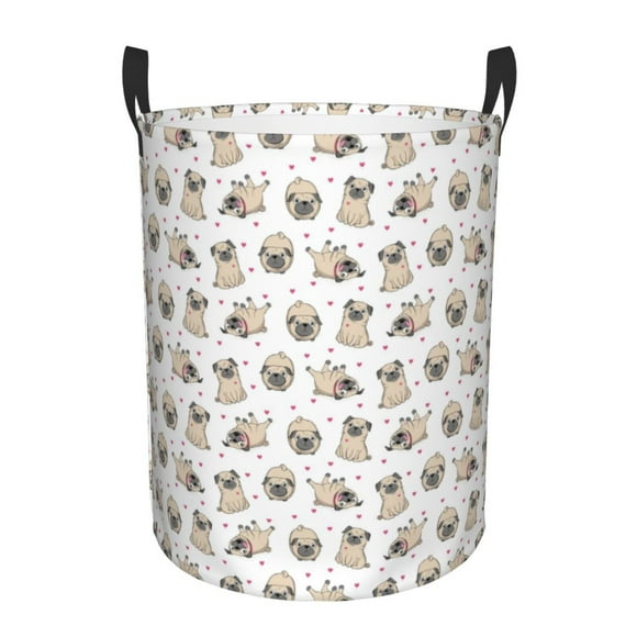 Fotbe Pugs Cesto de Ropa con Asas, Cesto Impermeable de Gran Capacidad, Bolsa de Lavado para Dormitorio, Cesto de Ropa con Ruedas y Asas-Medium
