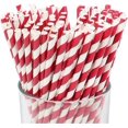 thumbnail image 1 of Premium Disposable Striped Paper Straws (100 Pieces, Red), 1 of 5