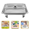 thumbnail image 3 of Plat à Chafing pour Buffet en Acier Inoxydable avec Couvercle en Verre Pied Amovible Récipient Alimentaire Buffet Rectangulaire en Acier Inoxydable, 3 of 8