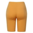 thumbnail image 3 of A2Y Women's Basic Solid Premium Cotton Mid Thigh High Rise Biker Bermuda Shorts Ash Mustard 2XL, 3 of 5