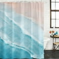 thumbnail image 2 of Blue Coastal Wave Shower Curtain, Waterproof Shower Curtains for Bathroom, Summer Modern Ocean Beach Washable Fabric Bathtub Curtain Set Bath Decor with 12 Hooks Extra Long 72"x96", 2 of 8