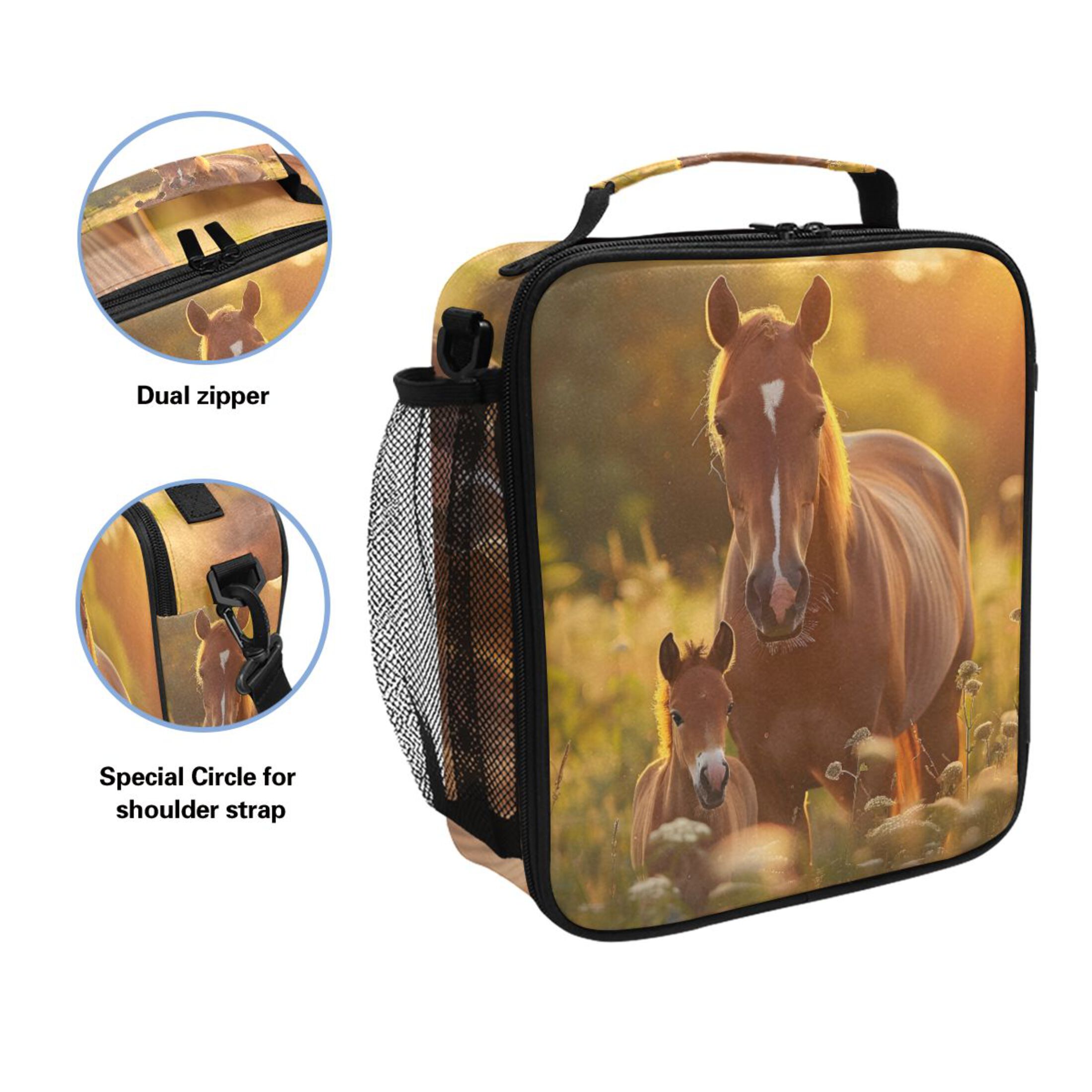 ALAZA Horses and Sunset Lunch Box Insulated Lunch Bag Reusable Thermal Cooler Tote School Picnic