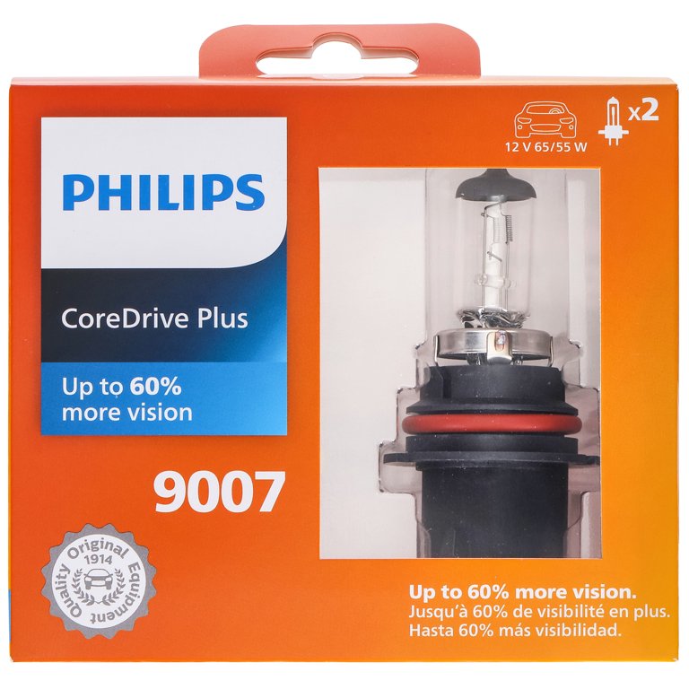 Philips CoreDrive Plus 9007 Halogen Headlight Bulbs, 2 Pack, Fits