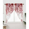 Swag Curtain Valances Red Eucalyptus Leaves Swag Valances for Kitchen