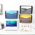 thumbnail image 4 of Casewin Wall Folder File Letter Pocket Holder (3 Pack) Metal Mesh Desk Hanging Basket Box Bin Mail A4 Size Paper Document Organizer, Storage Rack Single Slot Wall Mount for Office School Home - Black, 4 of 7