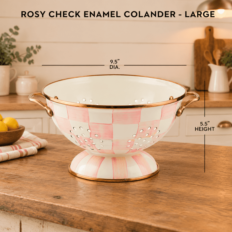 Enamel Colander Large Pink-and-white Rosy Check - Walmart.com