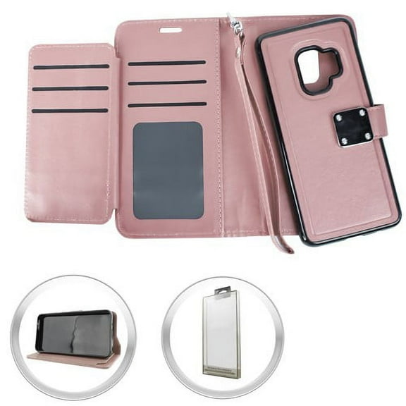 GSA Detachable Flip Wallet Case for Samsung Galaxy S9 - Rose Gold