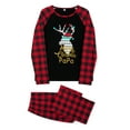thumbnail image 3 of Elippeo Family Matching Christmas Pajamas, Letter  Deer Head Print Long-Sleeved Tops + Plaid Trousers Sleepwear Outfits, 3 of 10