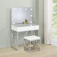 thumbnail image 2 of Eliza Vanity Set with Lighting & Stool White and Chrome, 2 of 17