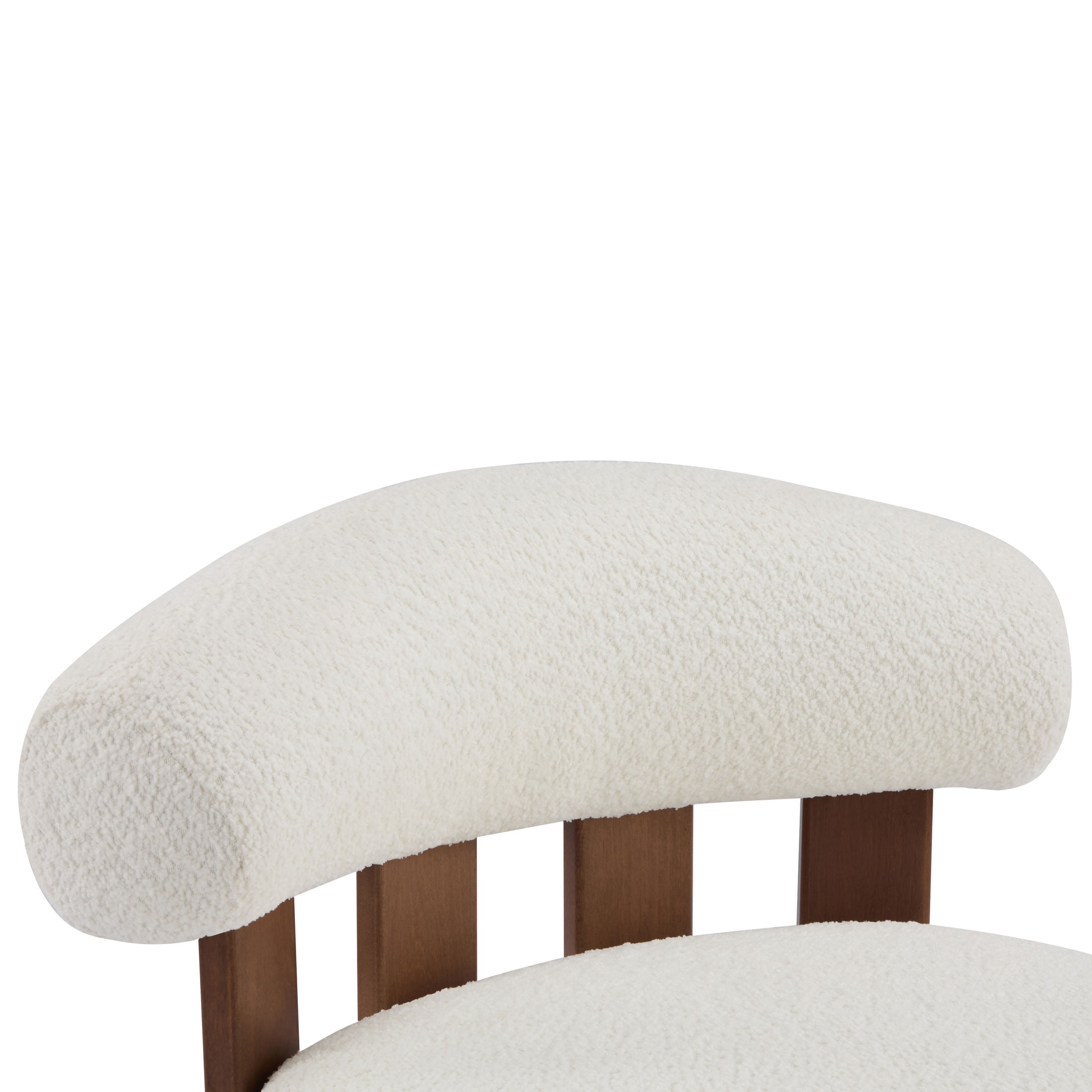 Christopher Knight Home Modern Boucle Slipper Accent Chair with Upholstered Plush Seat, Wood Legs, Off White, Set of 2