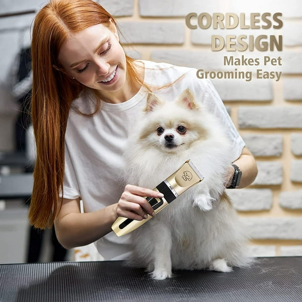 Cortadora de pelo profesional para perros cortadora de pelo para mascotas cortadora de pelo con cable USB recargable y silenciosa para perros y gatos grandes largos cortos rizados Walmart en linea