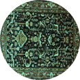 thumbnail image 1 of Ahgly Company Machine Washable Indoor Round Persian Turquoise Blue Traditional Area Rugs, 8' Round, 1 of 4