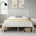 thumbnail image 3 of Allewie White Queen Size Modern Metal Platform Bed Frame with Vintage Headboard and 12" Under-bed Storage, 3 of 8