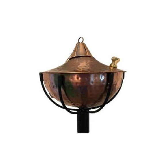 Dagan TIKI-SSC Hammered Stainless Steel Tiki Torch Bowl&#44; Black & Copper