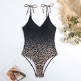 thumbnail image 6 of IBTOM CASTLE Women's One Piece Swimsuit with Beach Cover up Wrap Skirt Sarong Retro Floral Print Bikini Set Two Piece Bathing Suit M Brown Leopard, 6 of 8