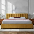 thumbnail image 5 of Omax Decor Jaxon Upholstered Platform King Bed in Gold Fabric, 5 of 7