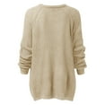 thumbnail image 3 of Vedolay Women's Fall Tops Oversized Sweaters for Women Crewneck Long Sleeve Knit Warm Pullover Sweater,Beige L, 3 of 4