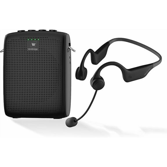 HW HAOWORKS Voice Amplifier Wireless Microphone Earhook, Porable Speaker and Mic, Mini PA System with Crystal-Clear Original Sound, Fitness Ear-Secured Microphone for Public Speaking WB007