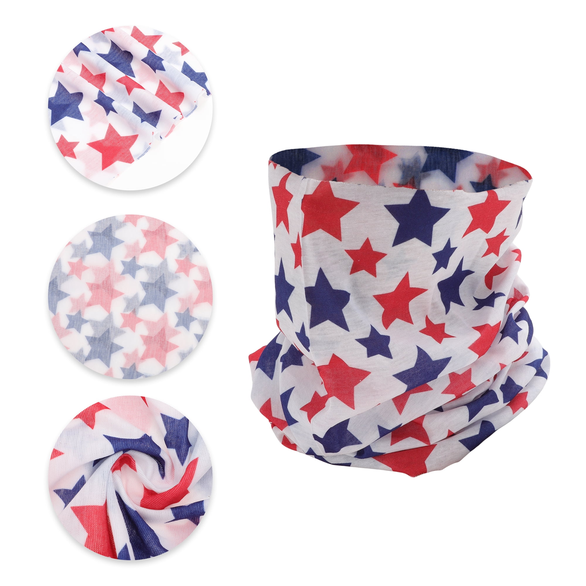 Unique Bargains Stars Pattern Face Scarf Mask Red White 1 Pc