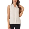 thumbnail image 1 of INSPIRAR CHIC Blusas de Oficina sin Mangas con Pliegues en el Frente y Cuello en V para Mujeres S Beige, 1 of 6