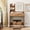 Brown, variant on QinaQin Vanity Table with An Led-Lit Mirror and Charging Station - Featuring a Spacious Tabletop with Two Drawers and Open Shelving, a Concealed Storage Stool, and Three-Mode Adjustable Led Lighting