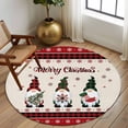 thumbnail image 2 of Large Round Rug 8Ft Washable Non-Slip, Red Gnomes Christmas Circle Area Rugs for Living Room Bedroom, Xmas Tree Snowflake Gifts Rustic Plaid Indoor Floor Mats Carpet Runner for Home Decor, 2 of 8
