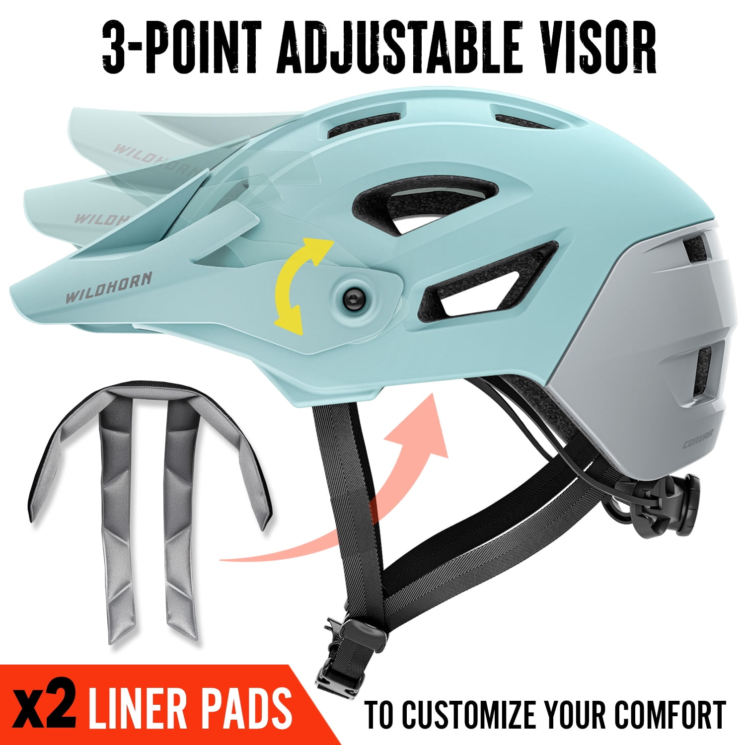 Wildhorn Corvair Mountain Bike Helmet, Crystal Blue, SM-MD