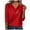 Red, variant on UAMVSH Womens 3/4 Sleeve Shirts Casual V-Neck Solid Color Tunic Tops Trendy Button Pullover Loose Fit Ladies Classic Blouses(Small,Orange)