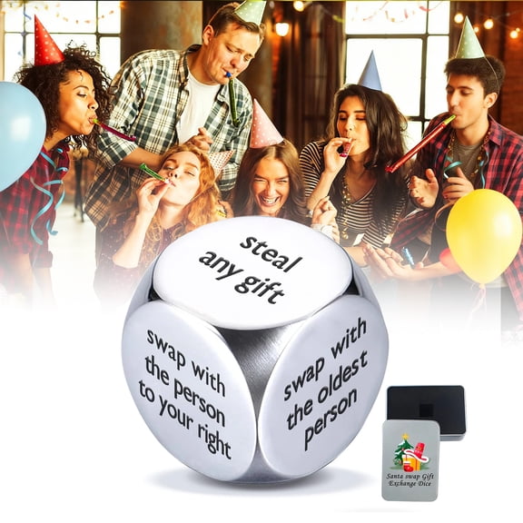 SWAJUJA D6 Metal Dice with Tin Storage Box, Fun Gift Exchange Dice Game for Party, Family Game Night, Office and Group Activities