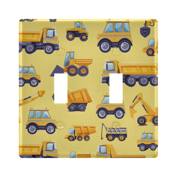 Dailycode Light Switch Plate Covers 2 Gang Wall Plate Plastics Outlet Covers for Kitchen Home Office Decor Backhoe Excavator Dump Truck