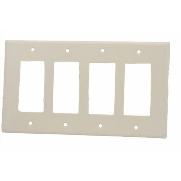 Leviton 80612-W White Midway Four Gang Decora Wall Plate
