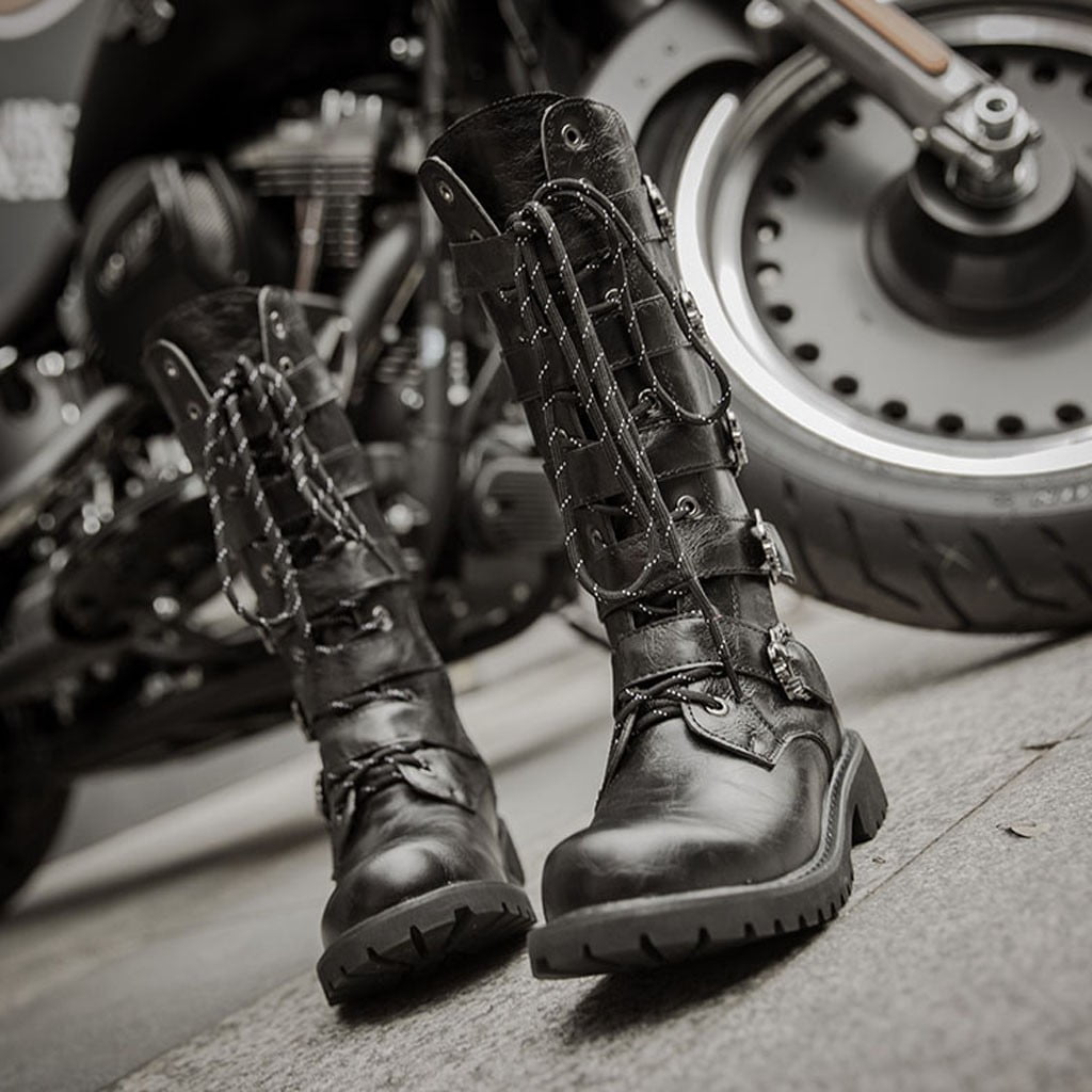 Tawop Cow Girl Boots,Mens Flat Low Heel Lace Up Westerm Combat