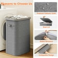 thumbnail image 4 of BGTREND Slim Laundry Hamper with Lid 85L Foldable Clothes Basket with Removable Mesh Bag & Handle for Closet Bathroom Bedroom (Gray), 4 of 7
