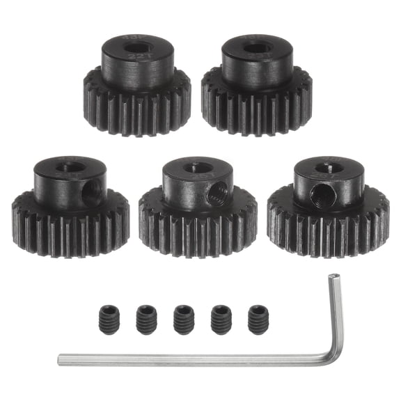 48P Pinion Gear Set 3.175mm (1/8") Shaft 22T 23T 24T 25T 26T Motor Gears Hardened Steel for 1/10 RC Car, 5 Packs
