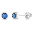 thumbnail image 1 of Bezel Set Simulated Sapphire Toddler Screw Back Earrings 14k White Gold, 1 of 6
