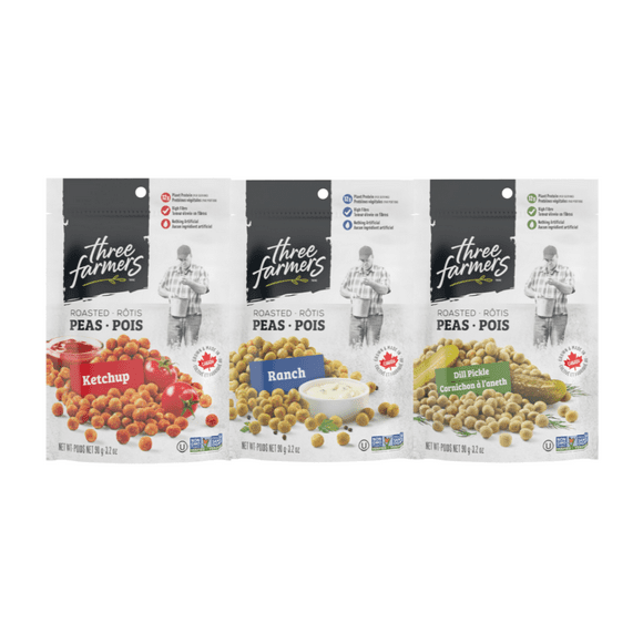Roasted Pea Variety 12 Pack | Dill Pickle |Ketchup | Ranch | Plant Protein | High Source of Fibre | Low Fat Snack | Vegan Snack | Gluten-Free Snack | Non-GMO Certified