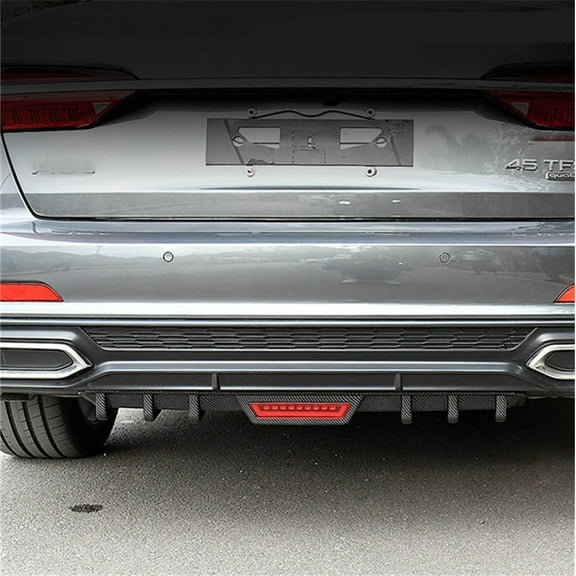 Acaigel Universal Car Rear Bumper Diffuser Lip Spoiler Canard Carbon Fiber Look Car-Styling with LED Tail Brake Stop Braking Light