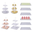 thumbnail image 1 of Juego de 10 Expositores Plástico Blanco para Mesa Postres, 4 Expositores Tres Niveles Cupcakes y Galletas 6 Bandejas Postre para Cumpleaños Bodas Baby Showers y Fiestas de Té, 1 of 7