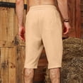 thumbnail image 7 of Mens Casual Soft Cotton Linen Long Shorts Knee Below Sport Running Lounge Work Shorts Capri Pant Size 2XL Beige, 7 of 7