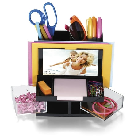 UPC: 0042491231129 | Officemate VersaPlus Photo Desk Organizer  9 Compartments  Black (23112)